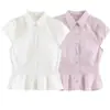 Moda europea y americana transfronteriza AliExpress artículo de venta caliente camisa a rayas de moda con cinturón de empalme