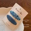Pinza bb azul estilo coreano con flor, pinza para el pelo de bordado de cuadros de mezclilla, pinza para flequillo de niños, pinza para el pelo todo partido para niña