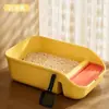 Caixa de Areia Amarelo Creme Meio Fechada com Pá, Anti-Salpicos, com Pedal Peneira, Armazenamento, Vaso Sanitário Grande para Gatos, Dropshipping
