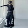 Nueva colección de otoño para niñas: conjunto de overol de mezclilla con estampado moderno y genial, camiseta interior de manga larga y pantalones de pierna ancha, adecuado para niños mayores