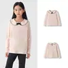 Camiseta Manga Longa Balaone para Meninas Infantil 2025 Nova Outono Doce Gola Boneca Top Interno Fofo