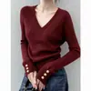 Elegante suéter gris con cuello en V estilo francés para mujer, nuevo modelo otoño/invierno 2026, se puede usar como capa exterior o como capa base, top de punto