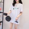 D143 Camiseta de Largo Medio Rota para Mujer Verano 2025 Nueva de Manga Corta Ins Trendy Estilo Coreano Suelta Manga Media Top Camiseta