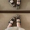 Sapatos Mary Jane Florais para Mulheres 2026 Primavera/Verão Estilosos Sapatos Baixos com uma Única Tira, Sapatilhas Estilo Coreano que Combinam com Vestidos