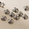 Soporte para flores de plata tailandesa envejecida S925 de 7 mm, pieza de flor vintage con cuentas, gorro con cuentas hechas a mano, accesorios de cuerda trenzada T0800
