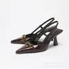 Elegantes Tacones Altos Silenciosos, Tacones Altos Elegantes y Lujosos para Mujer, Punta Fina Boca Baja, Hebilla de Caballo, Sandalias de Tacón Alto con Correa Única