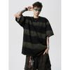 Nasa Tie-Dye Rayado Manga Corta Verano Trendy Americano Retro Manga Media Top de Pareja Talla Grande Oversize Manga Cinco Puntos