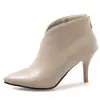 Botas de Mujer, Estilo Coreano, Tacón Fino, Cierre Trasero, Punta Fina, Botines Talla Grande, Tallas 40-46, 08-9