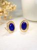 Clip para oreja de venta caliente transfronteriza europea y americana estilo retro artístico lujo ligero alta calidad incrustado piedra natural redonda pendientes para mujer