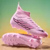 Zapatillas de fútbol de caña alta para hombre y mujer, tacos largos, antideslizantes para adultos, zapatillas de entrenamiento para jóvenes estudiantes, resistentes al desgaste, venta al por mayor de fábrica