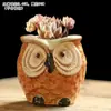 Pote de Flor Gordinho Simples Criativo Desenho Animado Respirável Cerâmica Grossa Grande e Pequeno Conjunto de Vasos Gordinhos Polegar Vaso Coruja