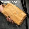 Bolsa de Tocador de Papel Kraft Lavado Vintage, Organizador de Viaje Impermeable de Gama Alta, Bolsa para Guardar Labiales, Bolsa de Maquillaje de Gran Capacidad
