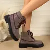 Botas Martin de Encaje Redondas con Pedrería para Mujer, Otoño 2026, Plataforma de Suela Gruesa, Completamente Cubiertas de Pedrería, Moda Europea y Americana, En Stock