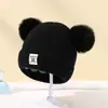 Gorro de Lana de Color Sólido Tejido para Bebé Recién Nacido Gorro de Invierno Lindo con Pompón para Niños Niñas Niños Gorro Cálido 0-3 Años