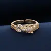 Anillo Abierto de Lujo Ligero Transfronterizo con Cabeza de Leopardo, Moneda de Cobre Incrustada con Circonita, Nuevo Estilo de Venta Caliente, Moderno, de Alta Gama y Elegante
