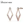 Pendientes Geométricos Simples de Plata S925 de Nicho con Cristales de Rombo Elemento Swarovski