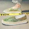 Zapatos Casuales para Hombre Zapatos de Pescador Tejidos de Paja Zapatos de Tela del Viejo Pekín Zapatos Transpirables Zapatos Perezosos de Moda para Hombre Zapatos para Conducir