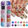 Lantejoulas de Arte de Unhas Estilo Quente Transfronteiriço Unhas Estilo Ins Glitter Dourado e Prateado Conjunto de Adesivos Borboleta em Forma de Coração Unha
