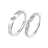 Anillo de pareja de plata esterlina S925 con forma de corazón, anillo de boda abierto de lujo ligero y de alta calidad, regalo
