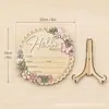 Placa de madeira transfronteiriça com informações de nascimento de bebê, com laço e design de flor, Decoração comemorativa de bebê Olá Mundo