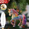 Colgante Decorativo de Caballo Galopante Dorado Hermoso Transfronterizo de Acrílico Regalo de Vacaciones Llavero de Mochila Auto-Diseñado