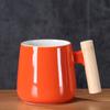 Taza de cerámica con mango de madera nórdico 1314 para pareja con tapa, cuchara, taza de café, taza de agua, regalo publicitario con logotipo