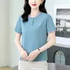 Camiseta Casual de Manga Curta para Mulheres, Novo Estilo Verão 2026, Fashion, Chique, Blusa Fina, Solta, Emagrecedora, Camiseta Color Block