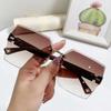 Nuevas Gafas de Sol de Moda Douyin Sin Maquillaje para Mujer Sin Montura Bordes Cortados Gafas de Sol Personalizadas de Alta Gama Tendencia