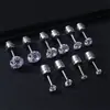 Brincos de Aço Inoxidável com Strass de Ponta Dupla Estilo Coreano Tendência Unhas de Osso de Orelha de Aço Titânio Acessórios de Joias para Piercing de Alta Qualidade Acessórios