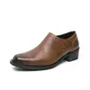 Zapatos de Cuero de Tacón Alto Estilo Primavera y Otoño 5cm Zapatos de Cuero de Negocios Estilo Coreano para Hombre Zapatos de Cuero con Tacón Grueso para Hombre Aumento de Estatura Corta