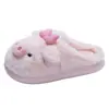 Lindas Pantuflas de Peluche de Cerdo con Lazo para Niñas, Otoño/Invierno 2026, Pantuflas de Algodón de Peluche Cerradas en la Punta, Antideslizantes, Suela Suave para el Hogar