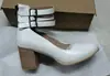 Sapatos femininos de salto quadrado transfronteiriços com fivela rasa, comércio exterior em atacado, sapatos femininos europeus e americanos, zíper traseiro, salto grosso, salto alto, tendência da Amazon
