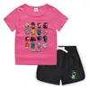 Estilo Novo Verão 2026 Camiseta de Gola Redonda e Shorts Infantis Estilo Coreano Absorvente de Suor Conjunto Casual de Camiseta para Crianças Pequenas e Médias