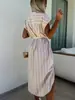 Estación Independiente temu AliExpress Venta Caliente Vestido Camisa Rayas sin Mangas con Cordones Vestido Rayado Mujer