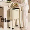 Papelera móvil de alta base con gran capacidad, tapa abatible, ruedas, no necesita agacharse, papelera multifuncional para cocina y sala de estar del hogar