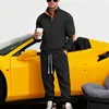 Conjunto de Sudadera Henry de Cuello Alto Texturizada Pesada Holgada de Otoño e Invierno Europeo y Americano para Hombre con Pantalones Casuales