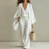 Conjunto de tres piezas de ropa de mujer transfronteriza europea y americana 2026, estilo casual para el día a día, pantalones de tirantes anchos de corte holgado, cárdigan de manga larga de color liso