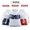 Bolsa de tela con cordón de cáñamo azul y flores, bolsa de almacenamiento antigua con cuentas de Buda Wen Play, bolsa de joyería de gran capacidad hecha a mano al por mayor