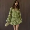 Pijama de Punto Bordado Holgado Transpirable para Mujer 2026, Estilo Europeo y Americano, Manga Larga con Pantalón Corto, Ropa de Casa que se Puede Usar Afuera