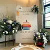 Montaje de escena de decoración de cumpleaños infantil, pastel impreso para el primer cumpleaños del bebé, letrero de bienvenida personalizado en tablero KT, accesorios de ambiente