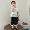 Conjunto de Verano para Niñas 2026 Nuevo Elegante Ropa de Verano Infantil Estilo Coreano Sin Mangas Casual Conjunto de Dos Piezas para Bebés Niñas