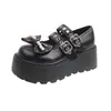 Sapatos Birkenstock Femininos com Sola Grossa de 7CM e Laço Outono 2026 Novo Estilo Pequenos Aumentam a Altura Sapatos Pequenos de Couro Sapatos Mary Jane Sapatos de Salto Único