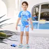 Traje de baño de una pieza para niños, modelo 2026, con estampado de dibujos animados, ideal para bebés y niños pequeños, de secado rápido, con protección solar y gorro de natación.