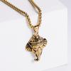 Colgante Personalizado Estilo Hip Hop Retro Cabeza de Elefante Tailandesa India Acero Inoxidable Electroplateado al Vacío Collar para Suéter