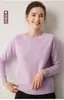 Suéter de Punto Grueso 100% Cachemir Otoño Invierno para Mujer Hombro de Silla Cuello Redondo Capa Base Pulóver de Punto Top Versátil