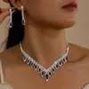 Moda Transfronteriza Conjunto de Collar, Pendientes y Pulsera para Novia Boda Marquise Brillante Moda Joyería de Boda Tres Piezas