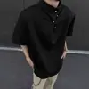 Camiseta de Manga Corta con Hombros Rectos Estilo Americano para Hombre, Nuevo Modelo de Verano, Camisa Base Gris Holgada, Top Versátil Simple de Manga Media con Cuello Redondo