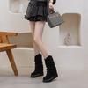 Botas Plataforma Femininas 2026 Outono e Inverno Novo Estilo Botas Curtas para Mulheres, Botas Emagrecedoras que Aumentam a Altura, Design Moderno Botas de Cano Médio Estilo Melard
