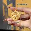 Colgante de Brújula de Ocho Tesoros con Incrustaciones de Diamantes de Moda, Parte Superior Abierta, Dios Amarillo de la Riqueza, Collar Versátil de Oro de Arena Vietnamita para Mujeres, Joyería Duradera
