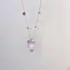 Collar Colgante de Fresa Dulce Lindo Corazón Femenino Cadena Larga para Clavícula Exquisito Versátil Collares de Primavera